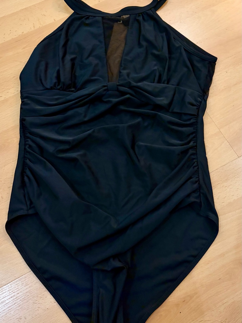 Black One-Piece Swimsuit with Halter Neck